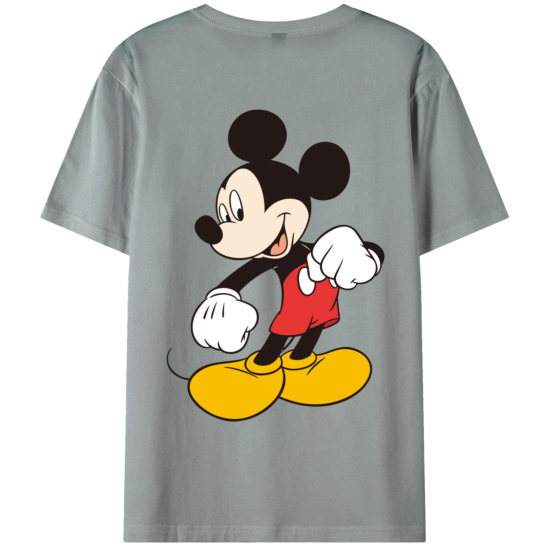 ミッキーマウス Mickey Mouse 綿100％ メンズ半袖Tシャツ（バックプリント） 通気性